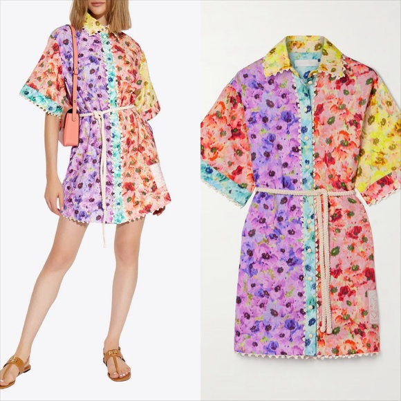 Zimmerman lightburst button down belted floral mini dress NO OFFERS - Picture 5 of 12